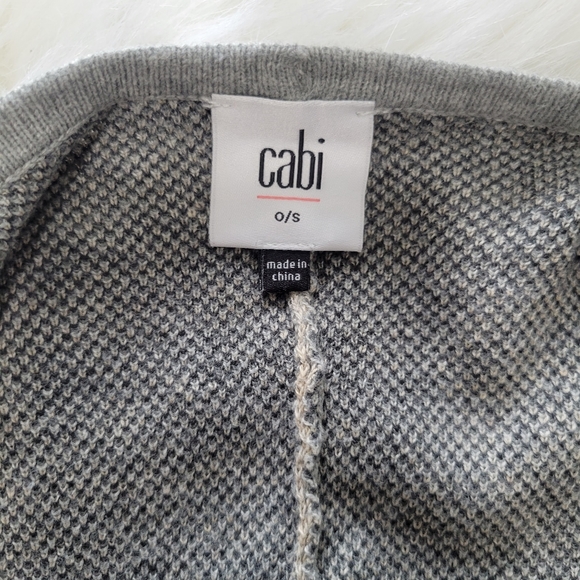 cabi Gigi Sweater Cape Gray Snow Leopard Print O/S Like New 100% Cotton - Picture 7 of 9